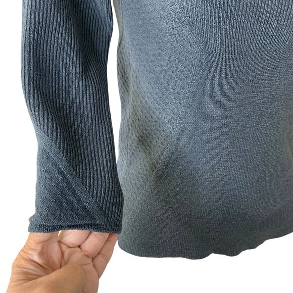 Marc by Marc Jacobs Sweater Wool & Silk Crop Women Medium Gray Plunge Open Back - Picture 12 of 16